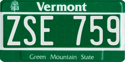 VT license plate ZSE759
