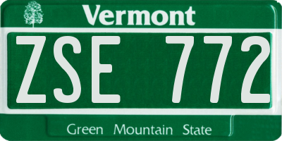 VT license plate ZSE772