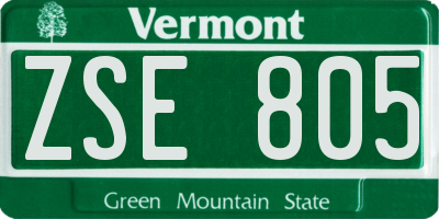 VT license plate ZSE805