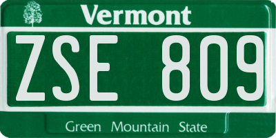 VT license plate ZSE809