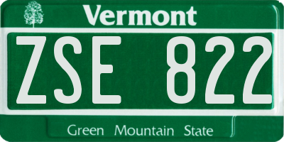 VT license plate ZSE822