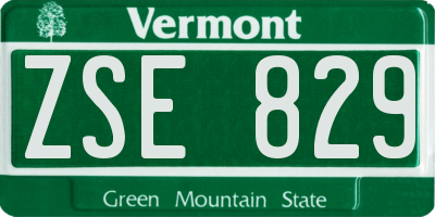 VT license plate ZSE829