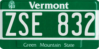 VT license plate ZSE832