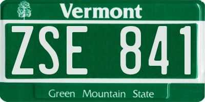 VT license plate ZSE841