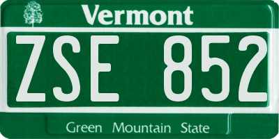 VT license plate ZSE852