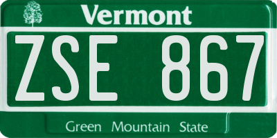 VT license plate ZSE867