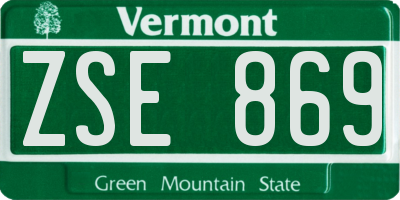 VT license plate ZSE869