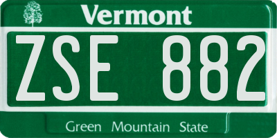 VT license plate ZSE882