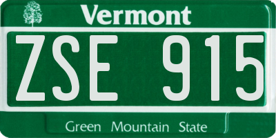 VT license plate ZSE915