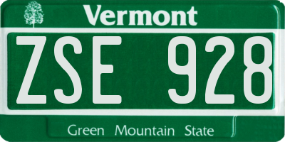 VT license plate ZSE928