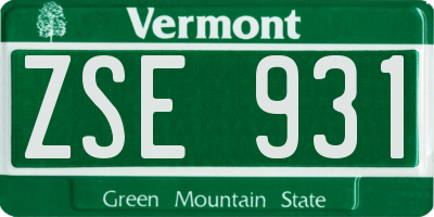 VT license plate ZSE931