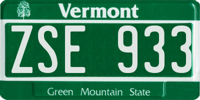 VT license plate ZSE933