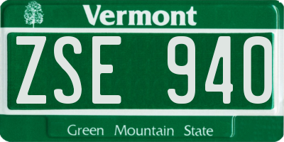 VT license plate ZSE940