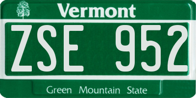 VT license plate ZSE952