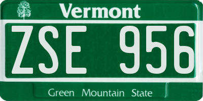 VT license plate ZSE956