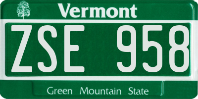 VT license plate ZSE958