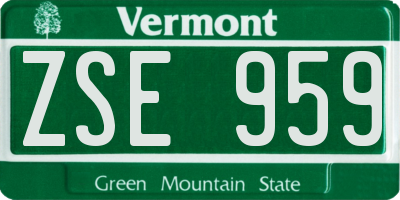 VT license plate ZSE959