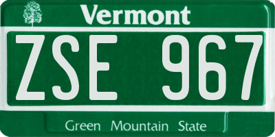 VT license plate ZSE967