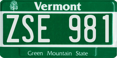 VT license plate ZSE981