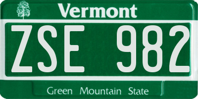 VT license plate ZSE982