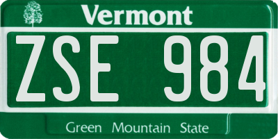 VT license plate ZSE984