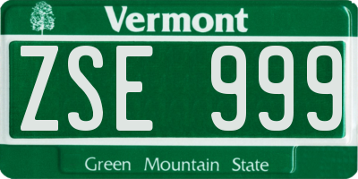 VT license plate ZSE999