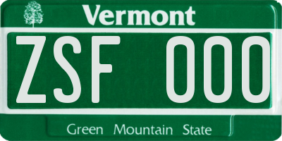 VT license plate ZSF000