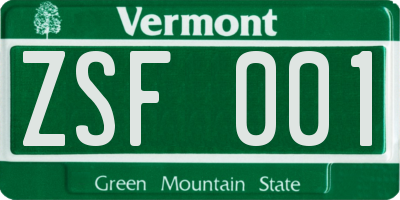 VT license plate ZSF001