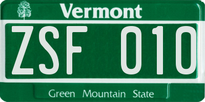 VT license plate ZSF010