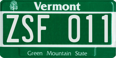 VT license plate ZSF011