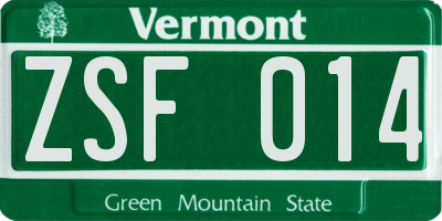 VT license plate ZSF014