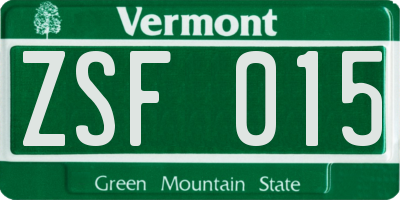 VT license plate ZSF015