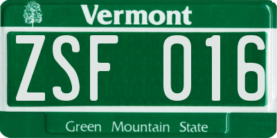 VT license plate ZSF016