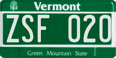 VT license plate ZSF020