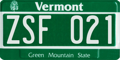 VT license plate ZSF021