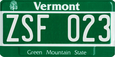 VT license plate ZSF023