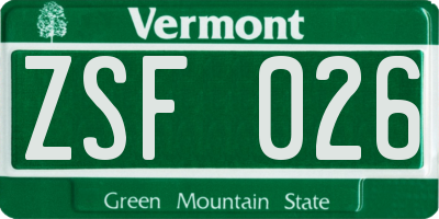 VT license plate ZSF026
