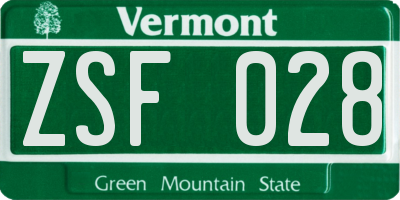 VT license plate ZSF028