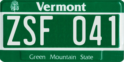 VT license plate ZSF041