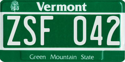 VT license plate ZSF042