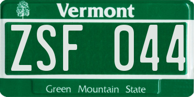 VT license plate ZSF044