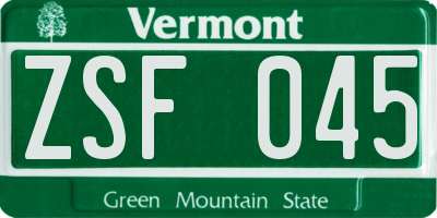 VT license plate ZSF045