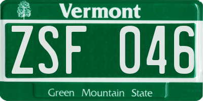 VT license plate ZSF046