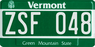 VT license plate ZSF048