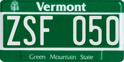 VT license plate ZSF050