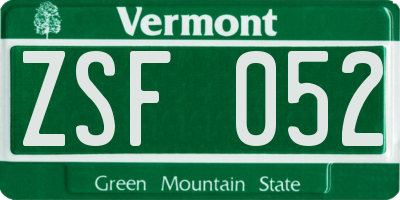 VT license plate ZSF052