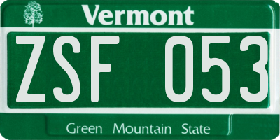 VT license plate ZSF053