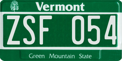 VT license plate ZSF054