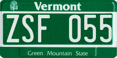 VT license plate ZSF055