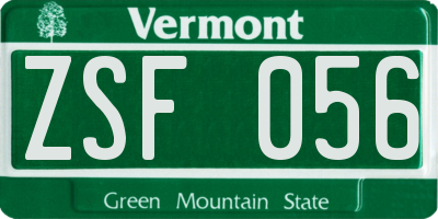 VT license plate ZSF056